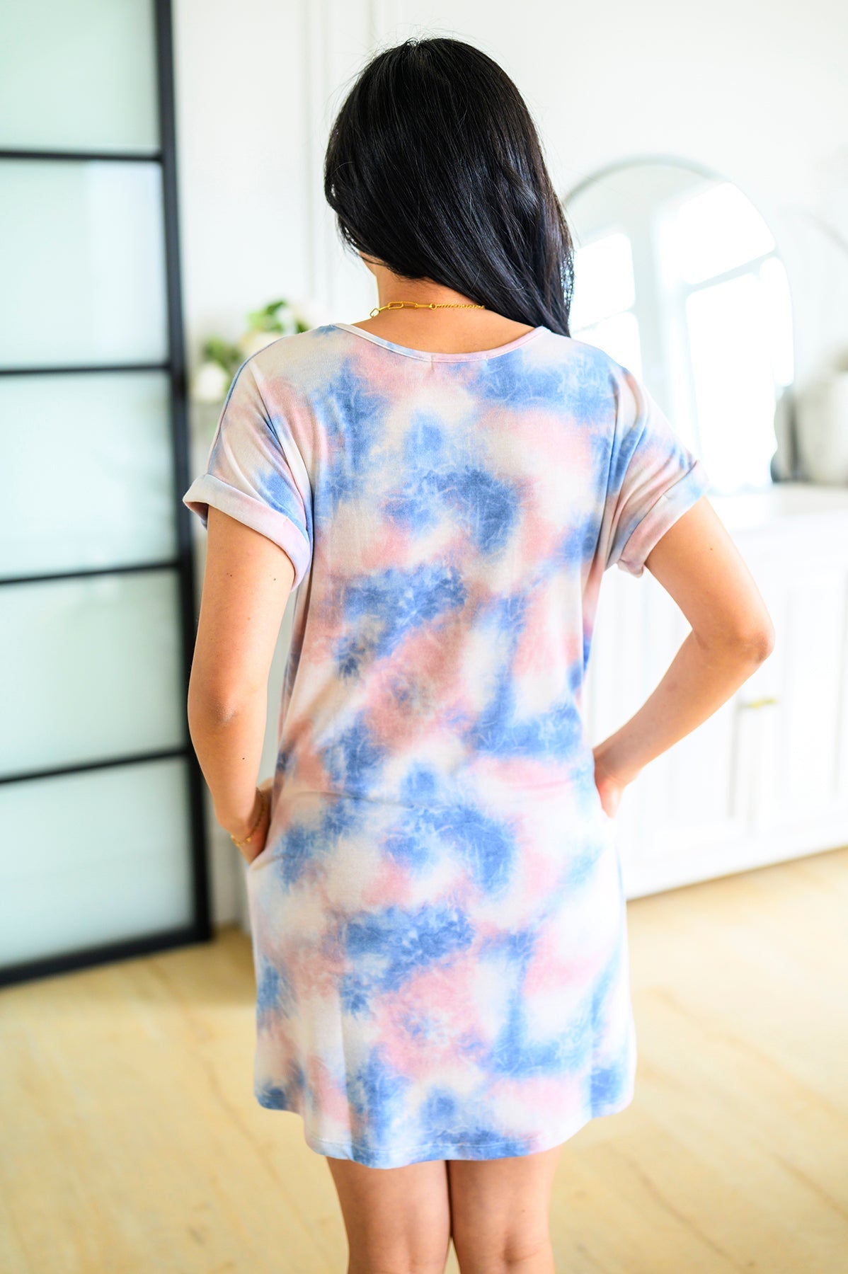 Tie Dye T-Shirt Dress In Pink-Womens-Modish Lily, Tecumseh Michigan