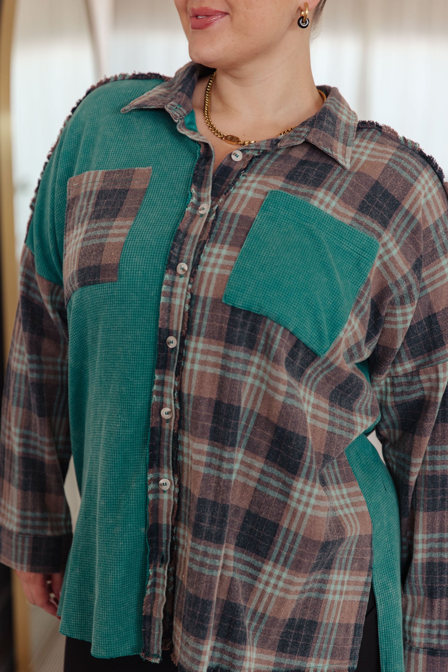 Tied for Time Thermal Plaid Button Up-Womens-Modish Lily, Tecumseh Michigan