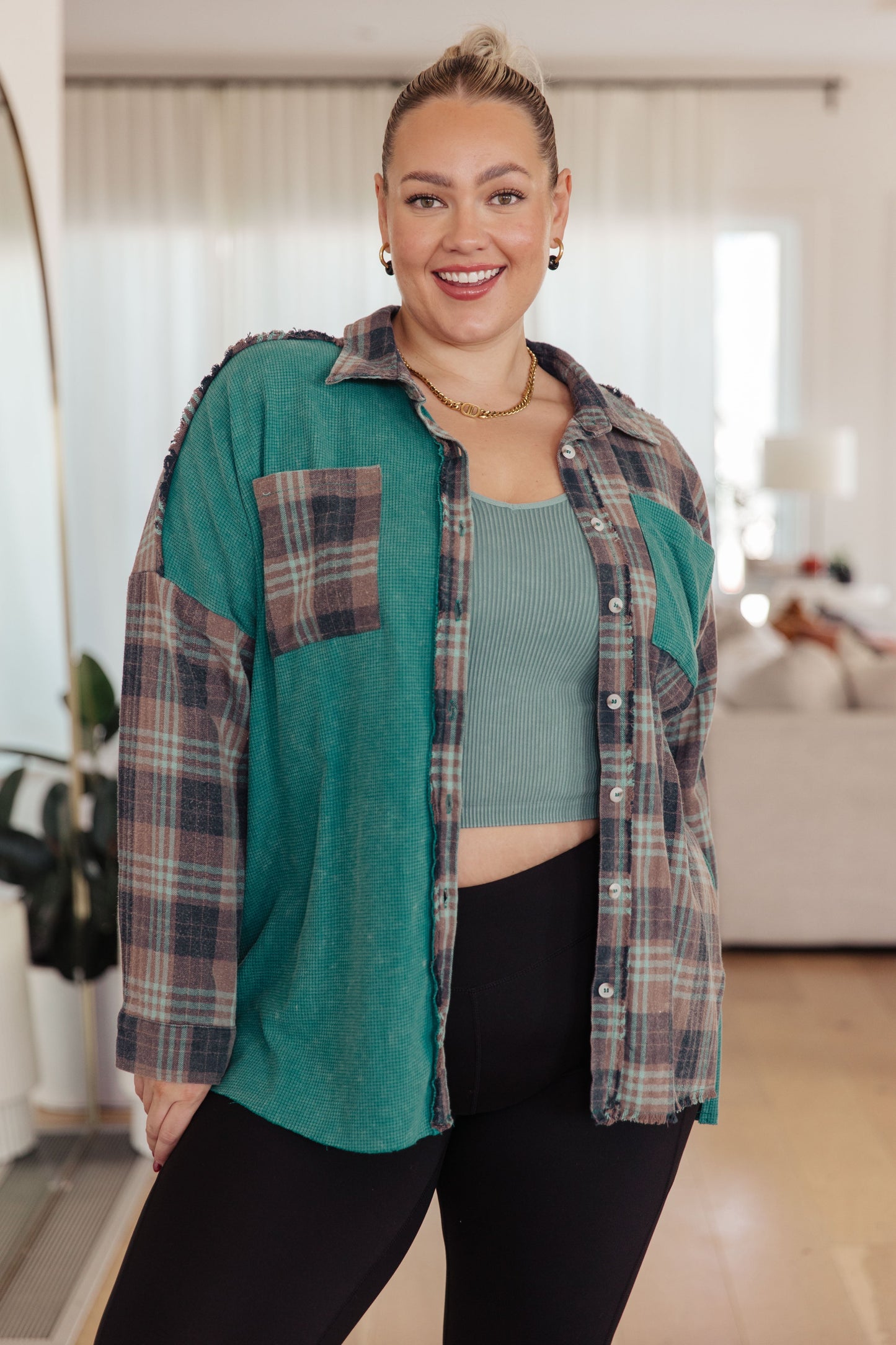 Tied for Time Thermal Plaid Button Up-Womens-Modish Lily, Tecumseh Michigan