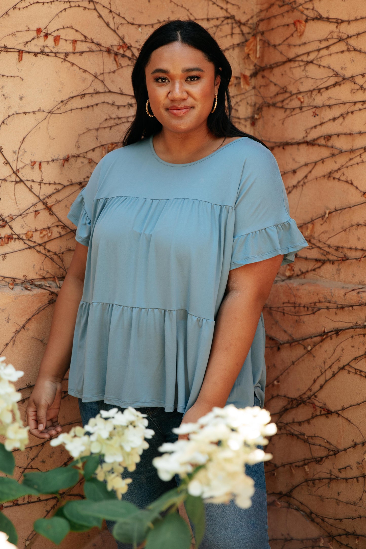 Tiered Top in Denim-Womens-Modish Lily, Tecumseh Michigan
