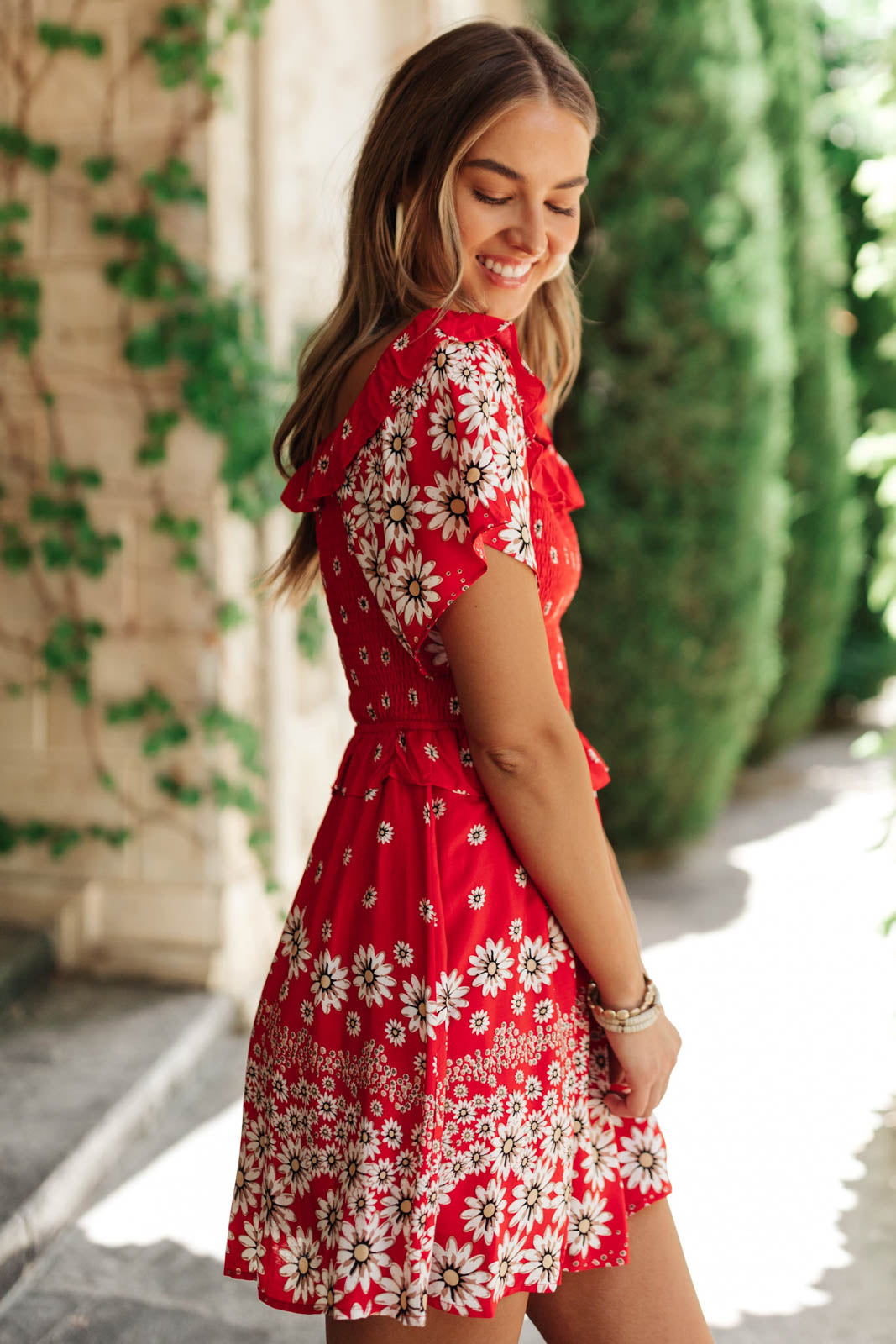 Daisy Chains Dress in Red-Womens-Modish Lily, Tecumseh Michigan