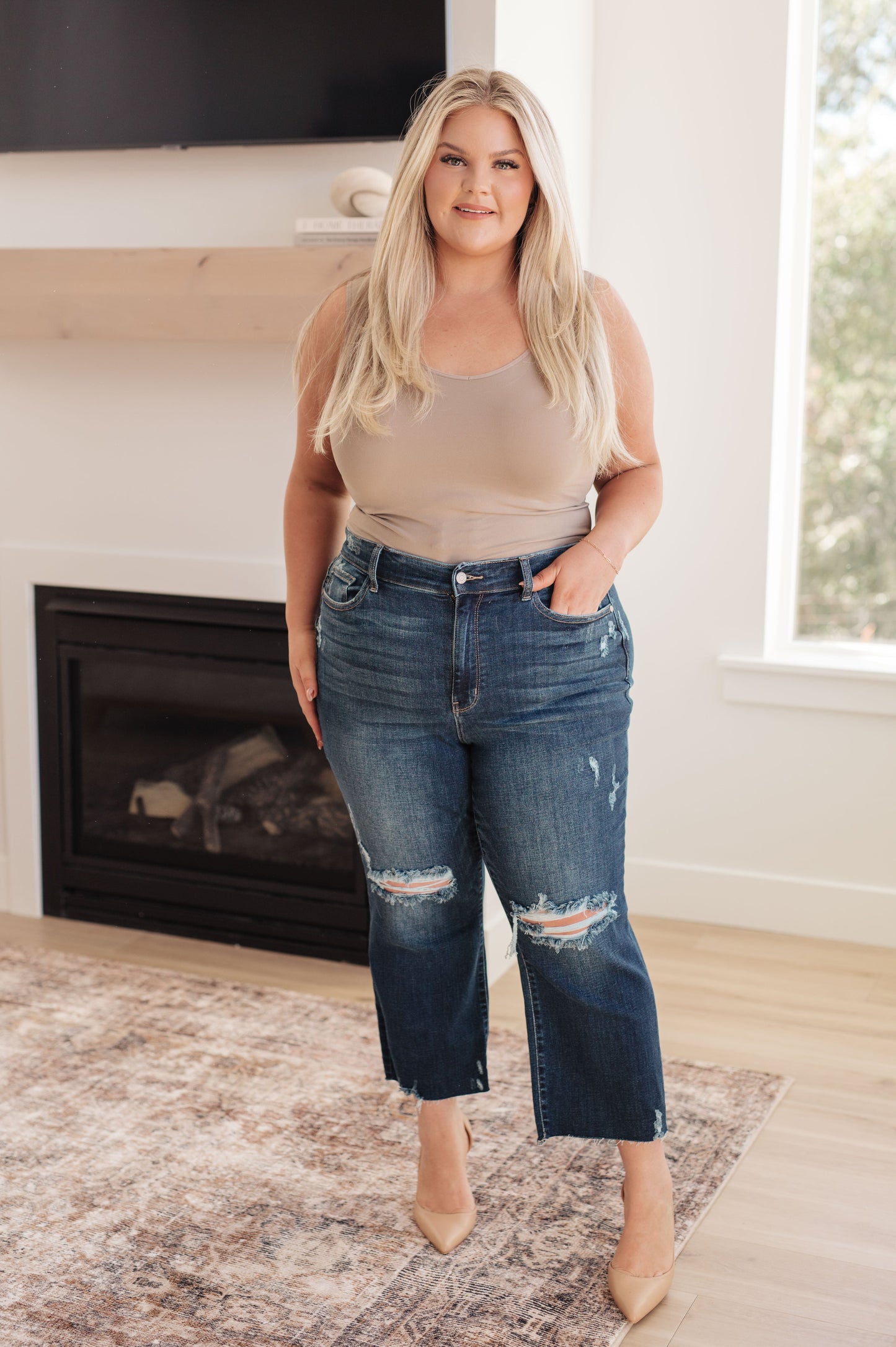 Whitney High Rise Distressed Wide Leg Crop Jeans-Womens-Modish Lily, Tecumseh Michigan