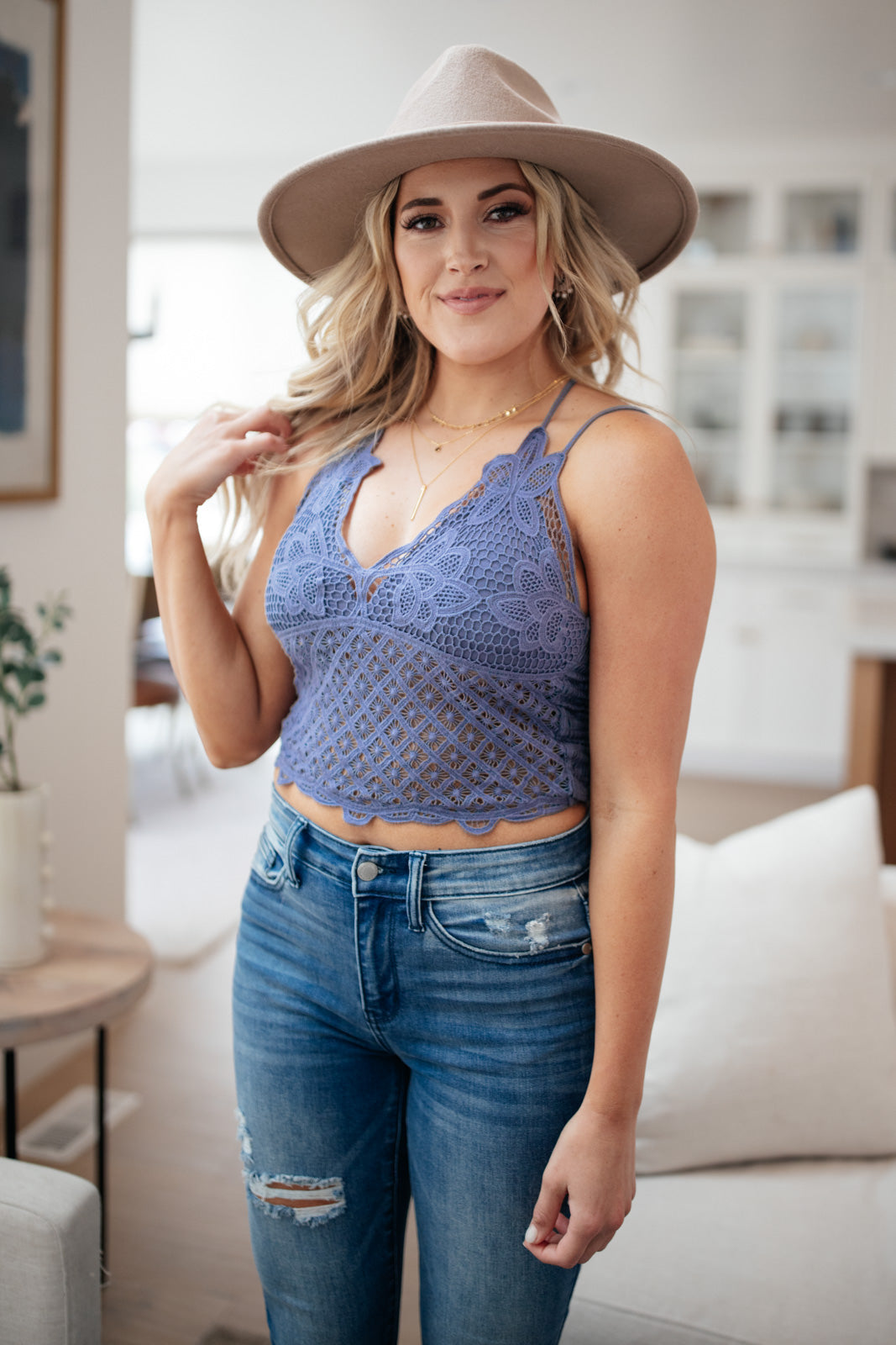 Wild And Free Crop Top in Dusty Blue-Womens-Modish Lily, Tecumseh Michigan