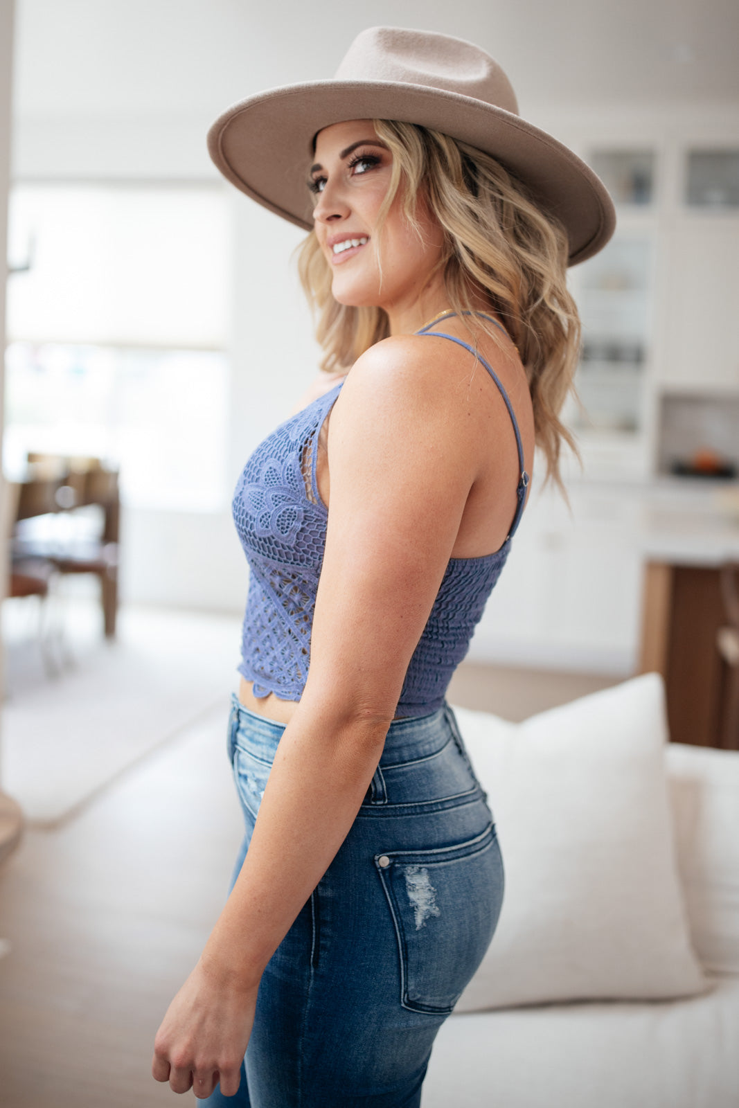 Wild And Free Crop Top in Dusty Blue-Womens-Modish Lily, Tecumseh Michigan