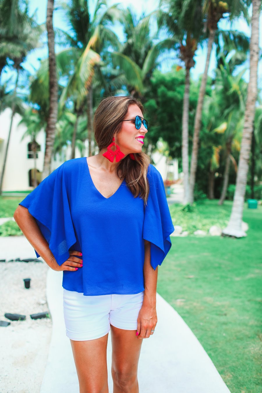 Brittany Flutter Sleeve Top in Blue-Womens-Modish Lily, Tecumseh Michigan
