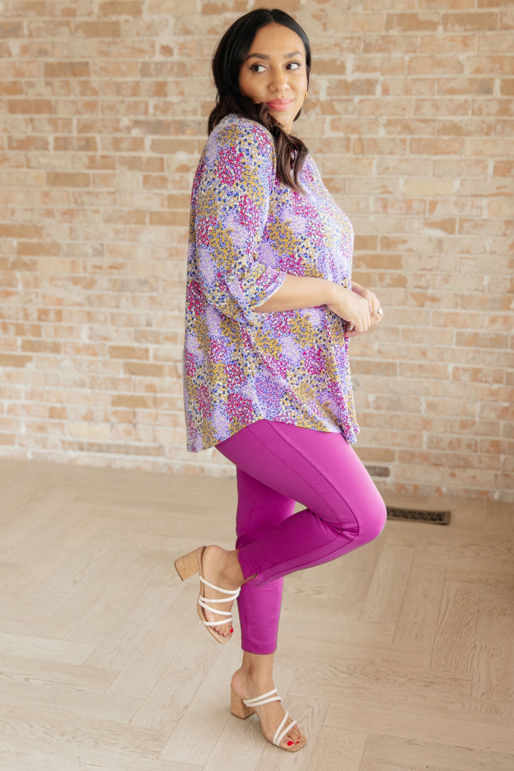 Magic Ankle Crop Skinny Pants in Spring Magenta-Bottoms-Modish Lily, Tecumseh Michigan