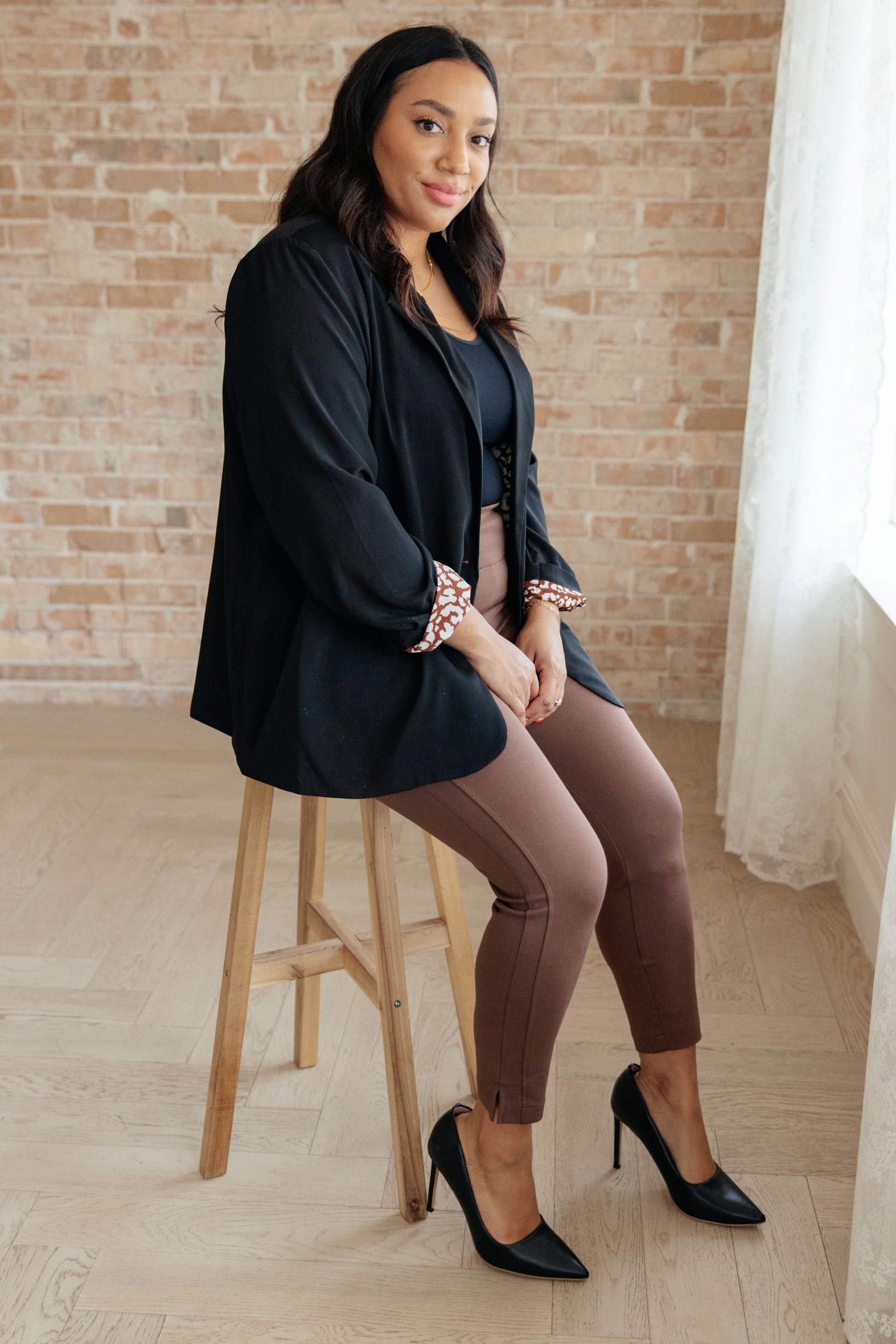 Magic Ankle Crop Skinny Pants in Dark Brown-Bottoms-Modish Lily, Tecumseh Michigan