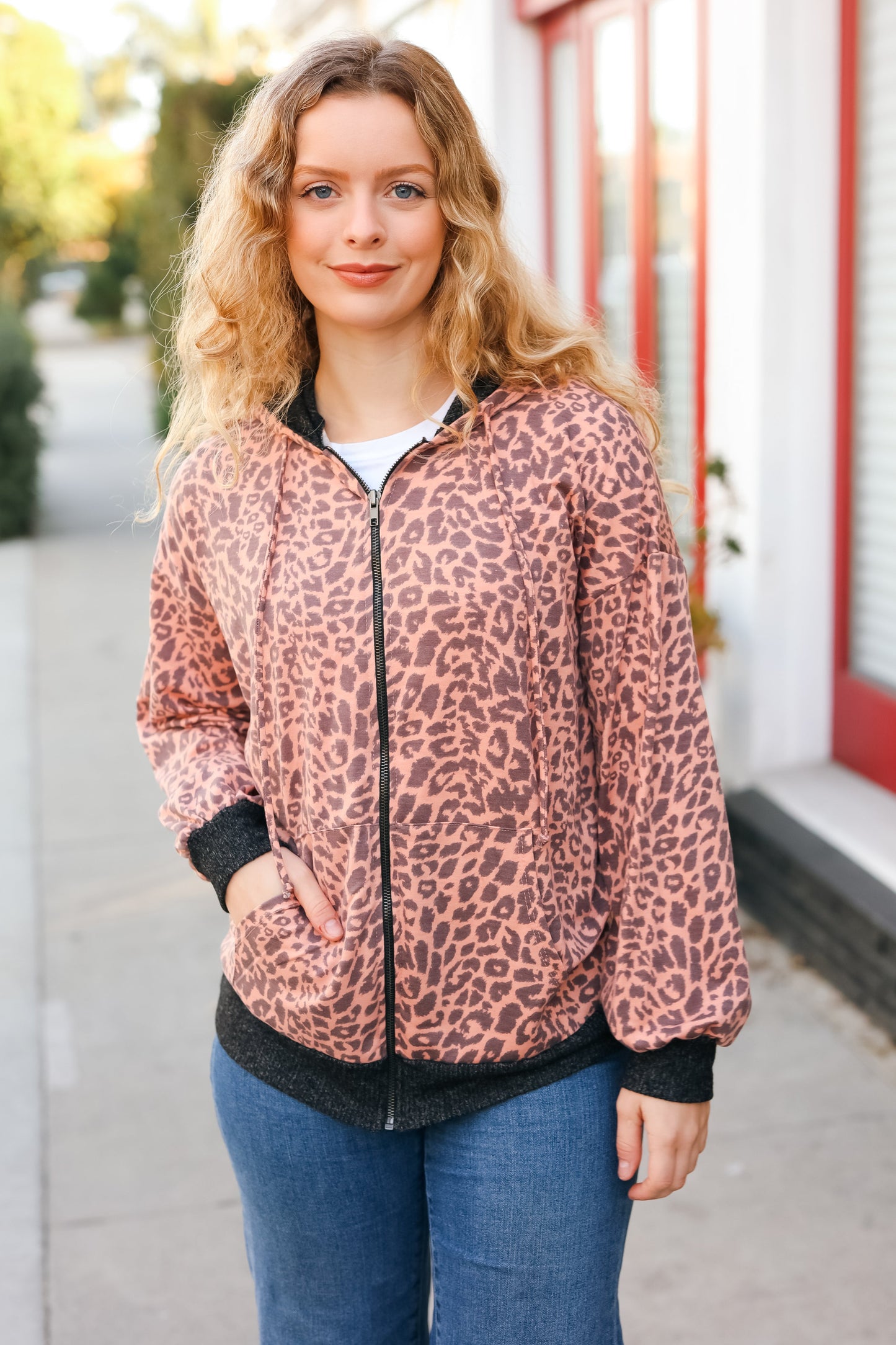 Feeling Bold Animal Print French Terry Zip Up Hoodie-Modish Lily, Tecumseh Michigan