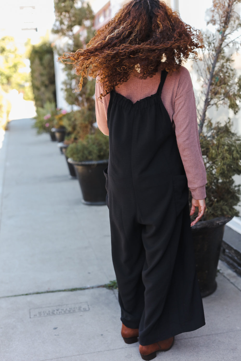 Feeing Joyful Black Wide Leg Adjustable Baggy Bib Jumpsuit-Modish Lily, Tecumseh Michigan