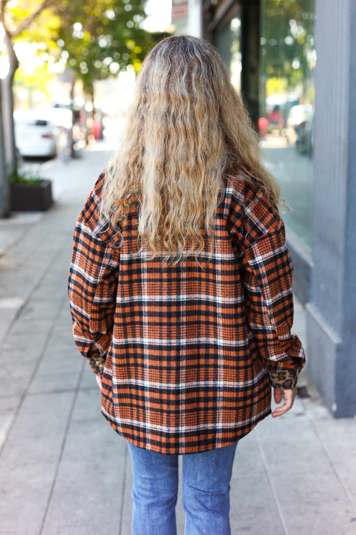 Put Together Rust Plaid & Animal Print Button Down Jacket-Modish Lily, Tecumseh Michigan