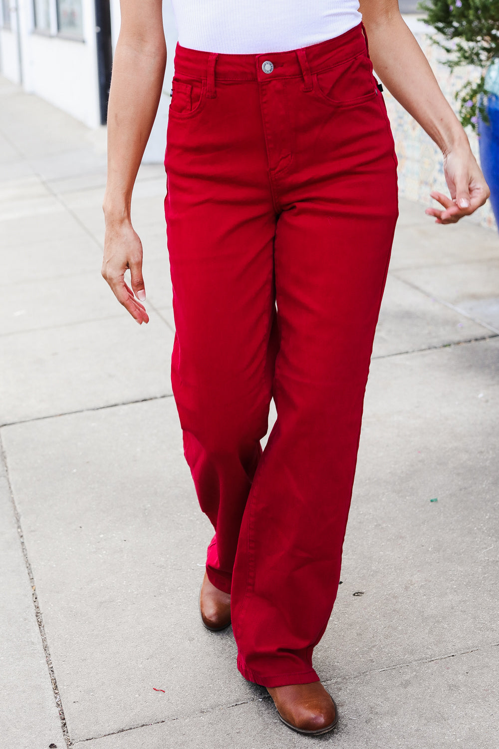 Judy Blue Heart Shaped High Rise Red Straight Leg Jeans-Modish Lily, Tecumseh Michigan