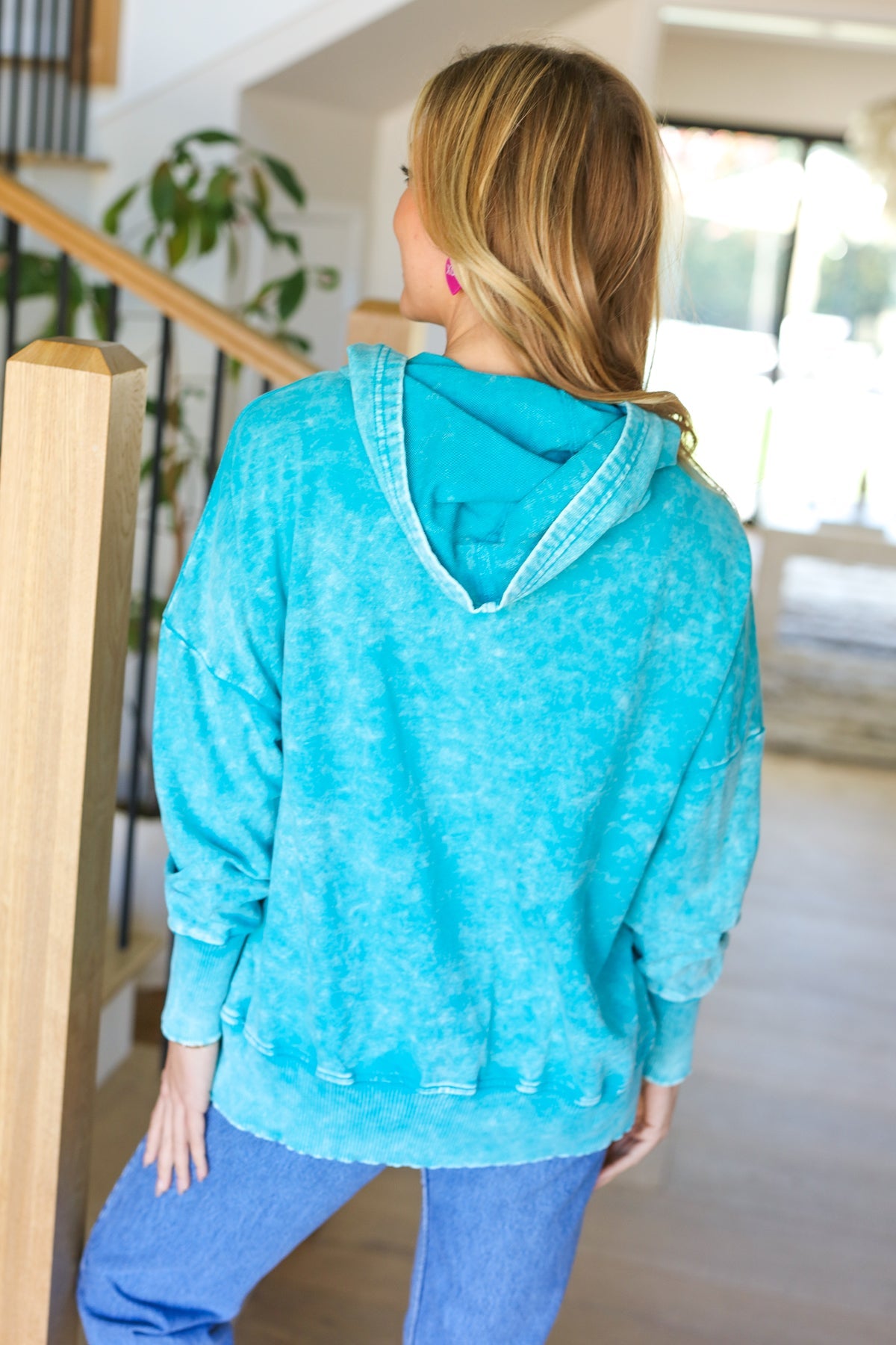 Call On Me Teal French Terry Snap Button Hoodie-Modish Lily, Tecumseh Michigan