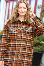 Load image into Gallery viewer, Feeling Bold Rust Plaid &amp; Animal Print Button Down Jacket-Modish Lily, Tecumseh Michigan
