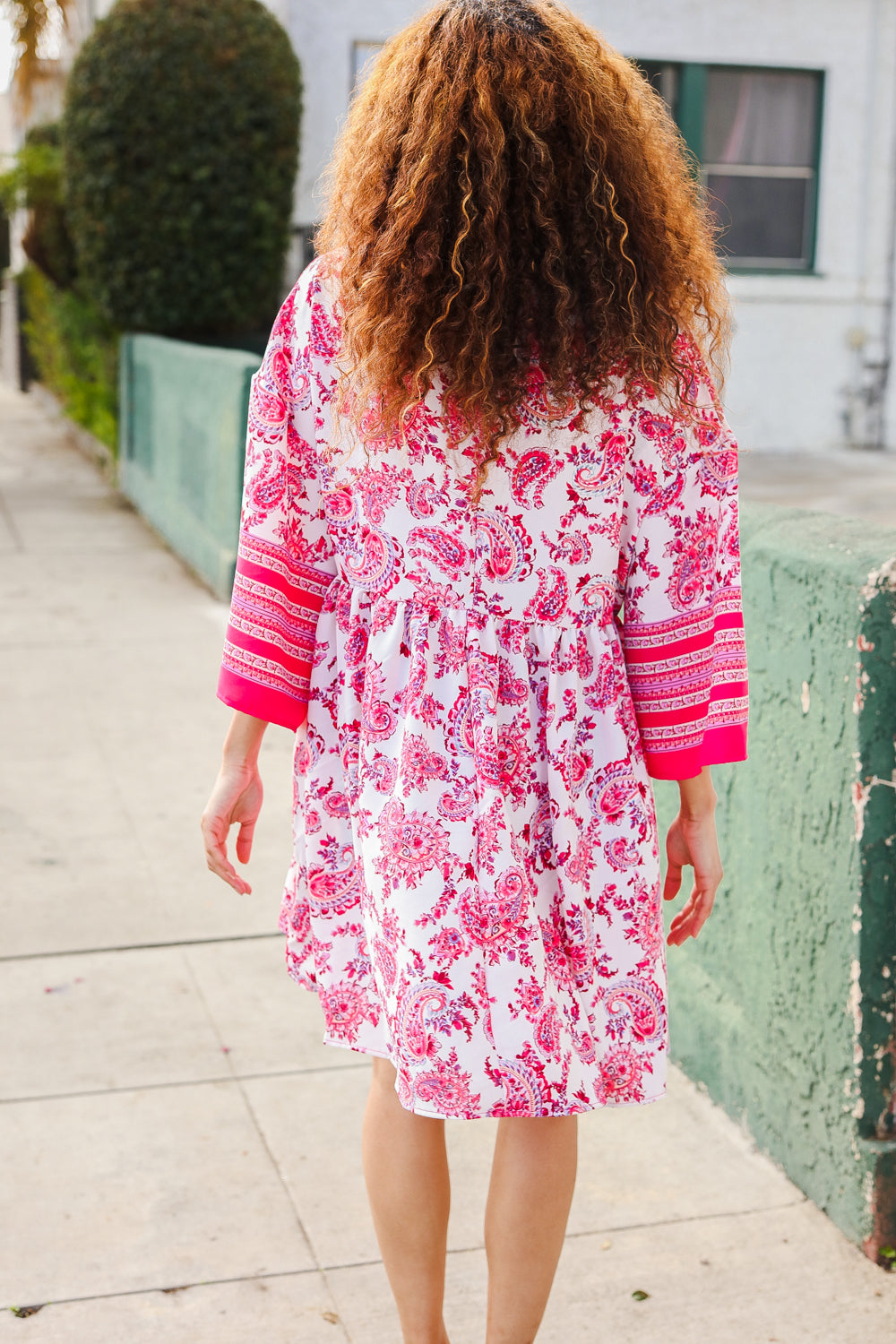 Let's Meet Up Red & Pink Paisley Drop Shoulder Kimono Dress-Modish Lily, Tecumseh Michigan