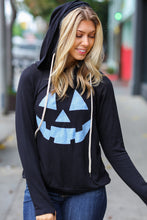 Load image into Gallery viewer, Spooky Black Jack-O-Lantern Terry Thumb Hole Double Hoodie-Modish Lily, Tecumseh Michigan
