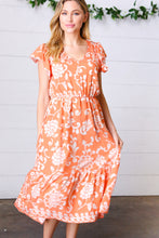 Load image into Gallery viewer, Sunset Boho Ethnic Floral V Neck Flutter Sleeve Dress-Modish Lily, Tecumseh Michigan

