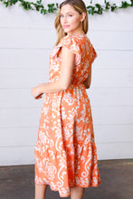 Load image into Gallery viewer, Sunset Boho Ethnic Floral V Neck Flutter Sleeve Dress-Modish Lily, Tecumseh Michigan
