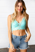 Load image into Gallery viewer, Turquoise Crochet Lace Bralette with Bra Pads-Modish Lily, Tecumseh Michigan
