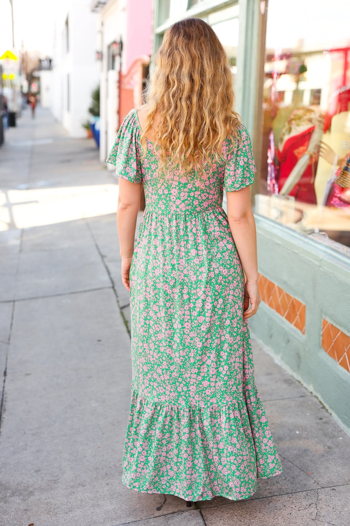 Perfectly You Green Ditzy Floral Fit & Flare Maxi Dress-Modish Lily, Tecumseh Michigan