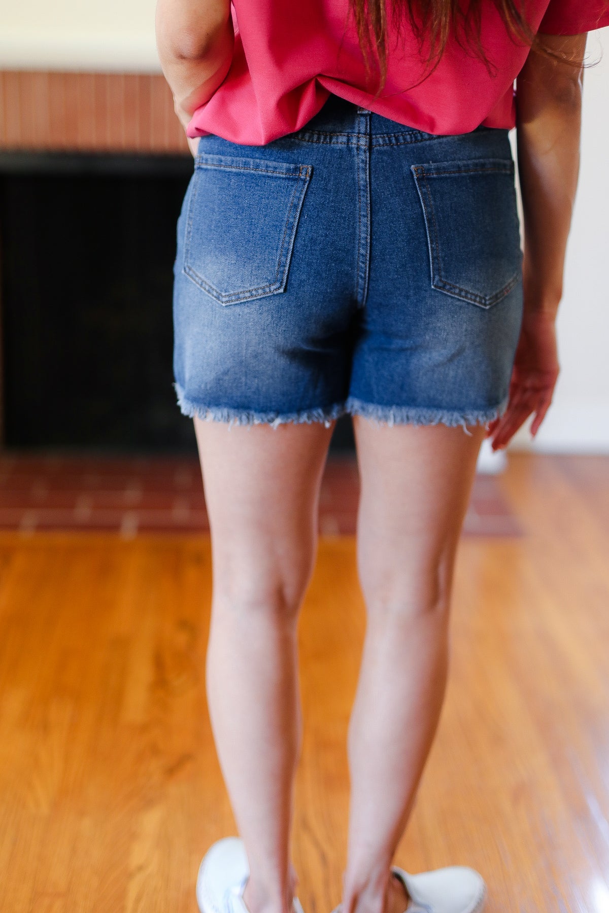 American Flag High Rise Frayed Hem Denim Shorts-2024 Blow-Out Sale-Modish Lily, Tecumseh Michigan