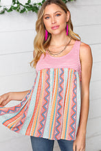 Load image into Gallery viewer, Coral &amp; Peach Two-Tone Boho Print Back Tie Tank-Modish Lily, Tecumseh Michigan
