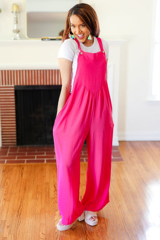 Summer Dreaming Pink Wide Leg Suspender Overall Jumpsuit-Modish Lily, Tecumseh Michigan