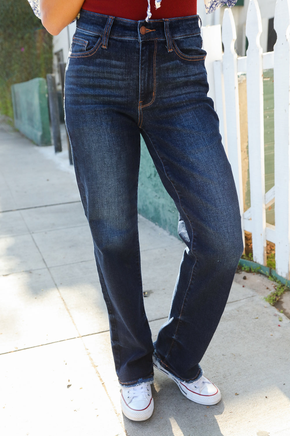 Judy Blue Midnight Horizon Mid Rise Straight Leg Denim Jeans-Modish Lily, Tecumseh Michigan