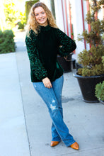 Load image into Gallery viewer, Under the Lights Hunter Green Velvet &amp; Sequins Mock Neck Top-Modish Lily, Tecumseh Michigan
