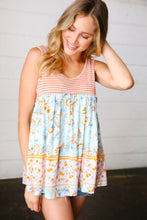 Load image into Gallery viewer, Orange &amp; Blue Two Tone Floral Back Tie Tank-Modish Lily, Tecumseh Michigan
