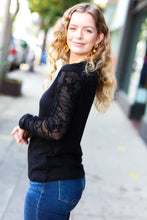 Load image into Gallery viewer, Can&#39;t Help But Love Black Shirred Velvet Mesh Blouse-Modish Lily, Tecumseh Michigan
