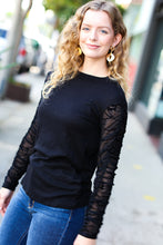 Load image into Gallery viewer, Can&#39;t Help But Love Black Shirred Velvet Mesh Blouse-Modish Lily, Tecumseh Michigan
