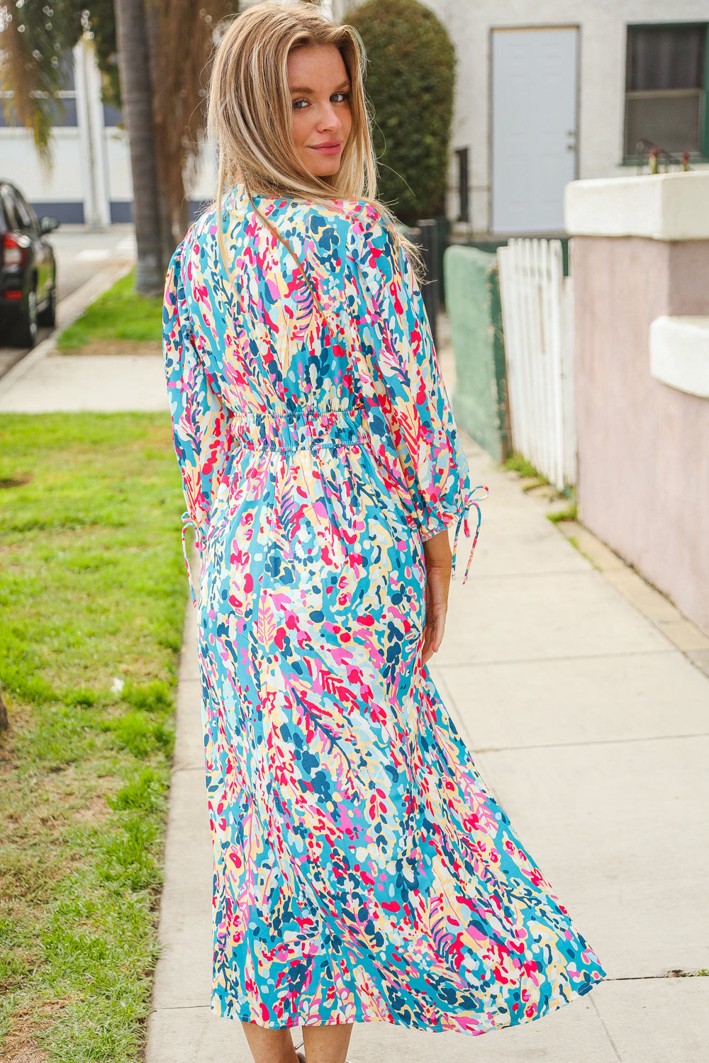 Star Struck Vintage Floral Midi Dress with Side Pockets-Modish Lily, Tecumseh Michigan