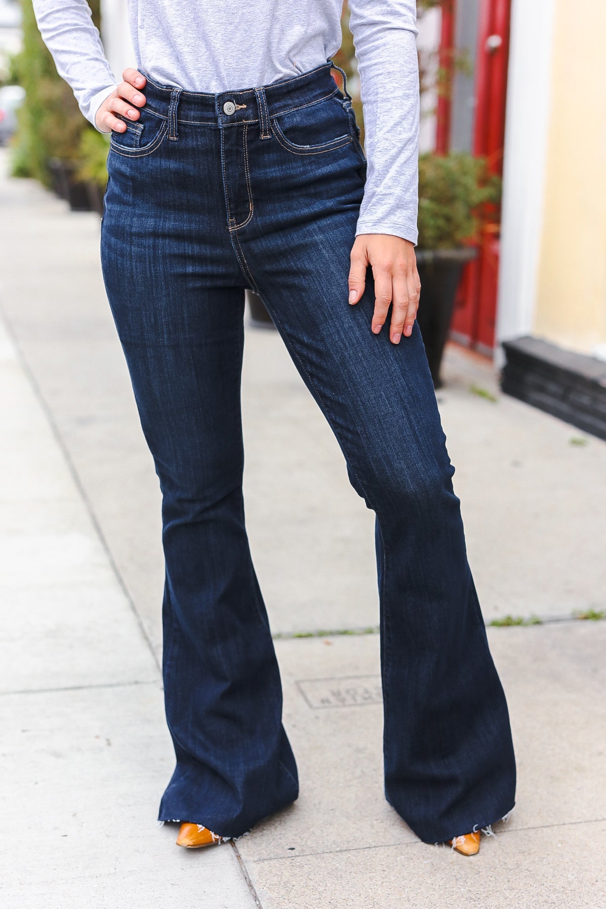 Judy Blue Dark Wash Raw Hem Jeans-Modish Lily, Tecumseh Michigan