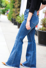 Load image into Gallery viewer, City Streets Medium Blue High Waist Flare Fray Hem Jeans
