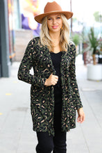 Load image into Gallery viewer, Weekend Envy Olive Animal Print Open Cardigan-Modish Lily, Tecumseh Michigan
