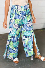 Load image into Gallery viewer, Tropical Print Boho Smocked Waist Side Slit Palazzo Pants-Modish Lily, Tecumseh Michigan
