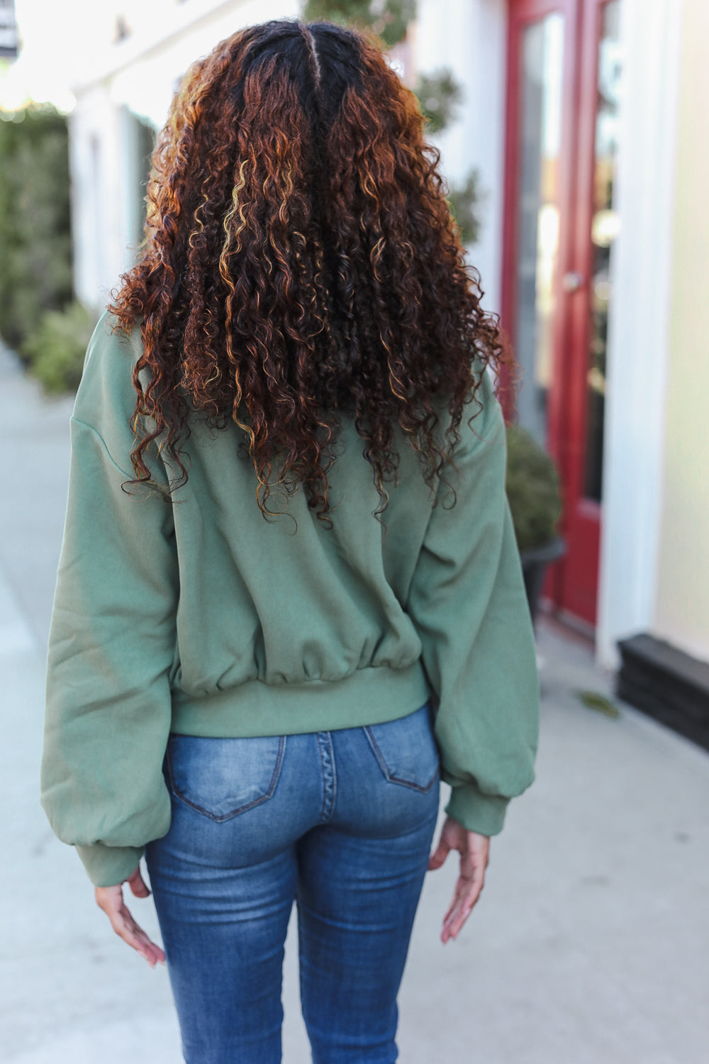 Weekend Ready Green Boyfriend Button Down Cropped Jacket-Modish Lily, Tecumseh Michigan