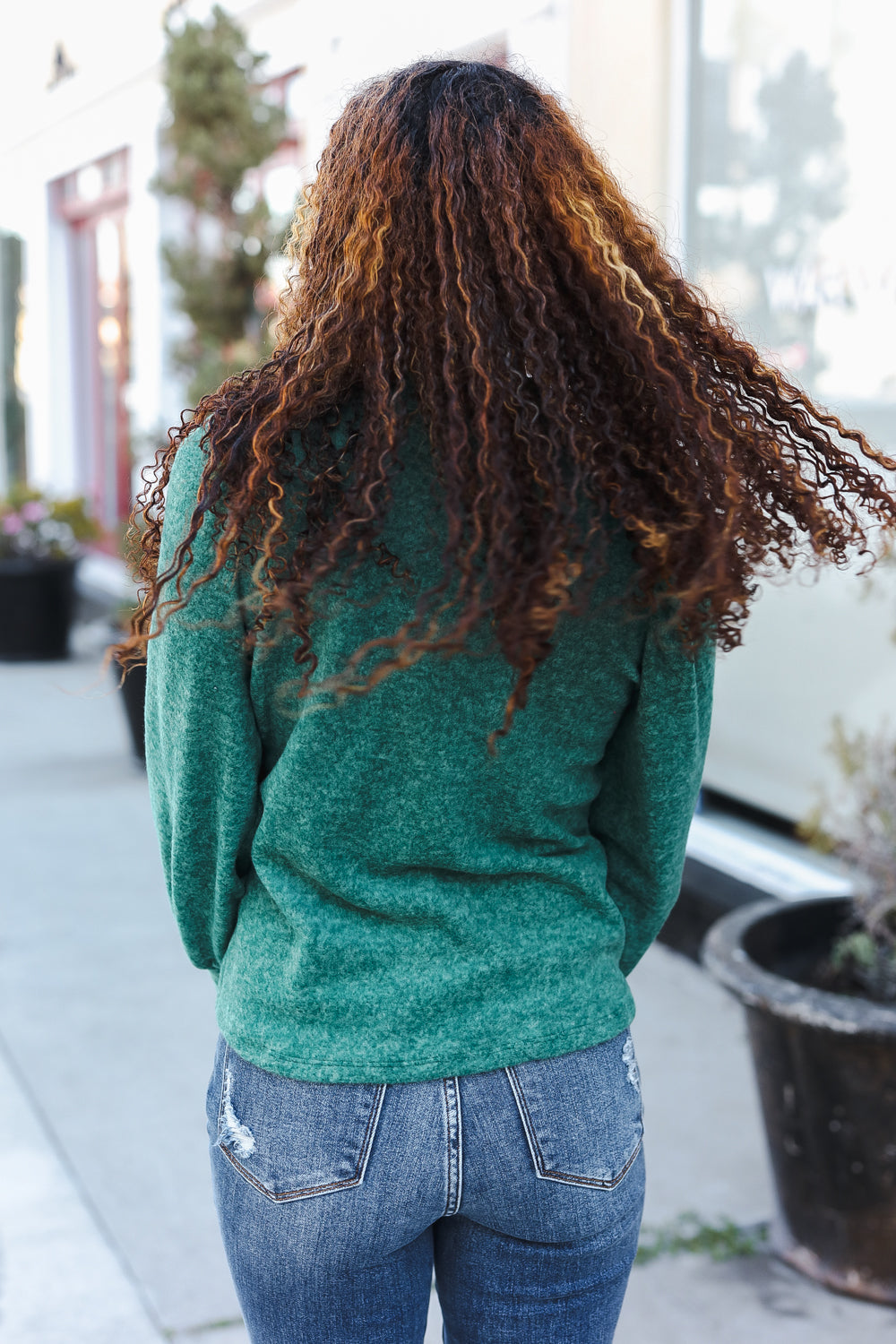 Stay Awhile Green Brushed Melange Puff Short Sleeve Sweater-Modish Lily, Tecumseh Michigan