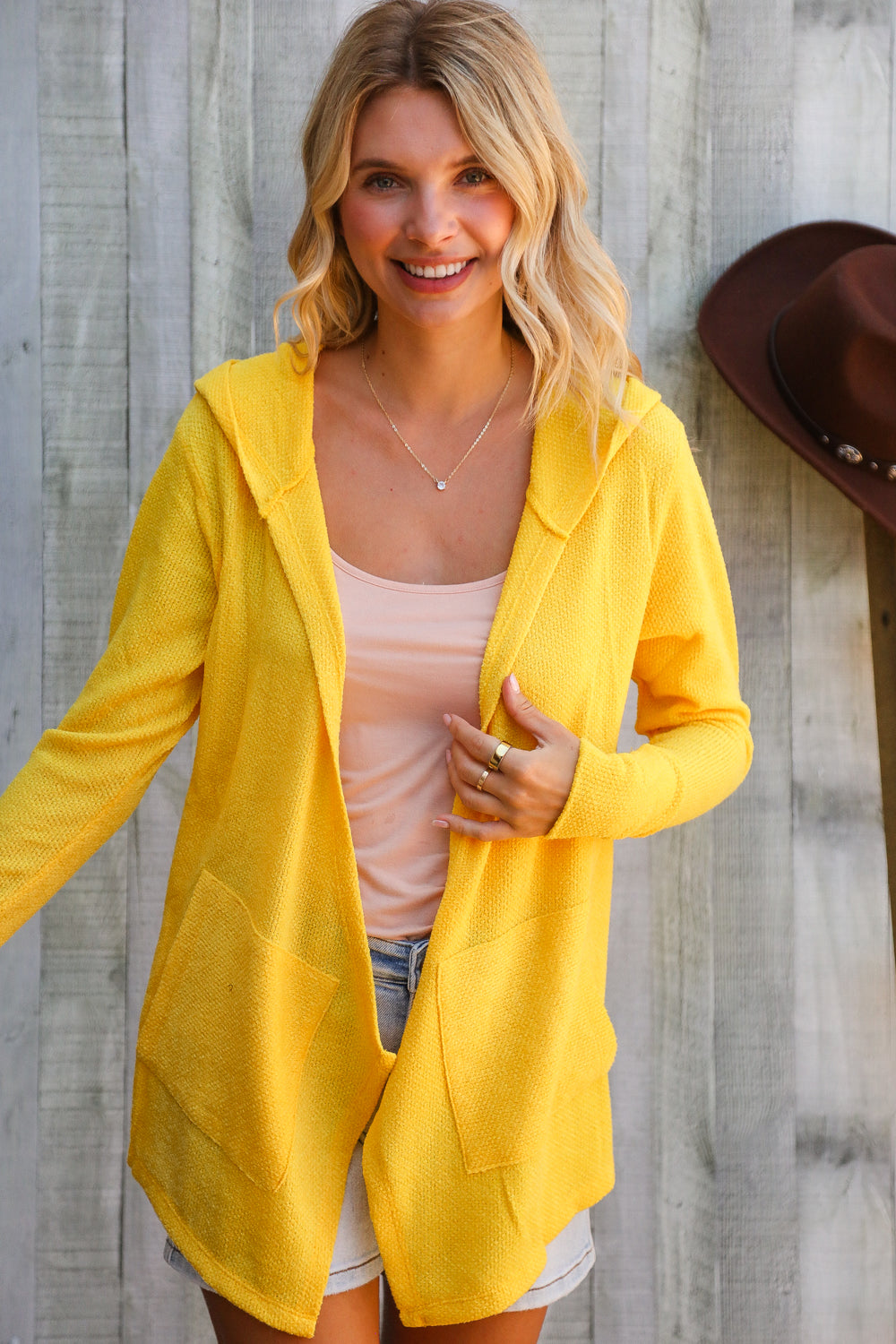 Coastal Breeze Sunflower Long Sleeve Open Hoodie Cardigan-Modish Lily, Tecumseh Michigan