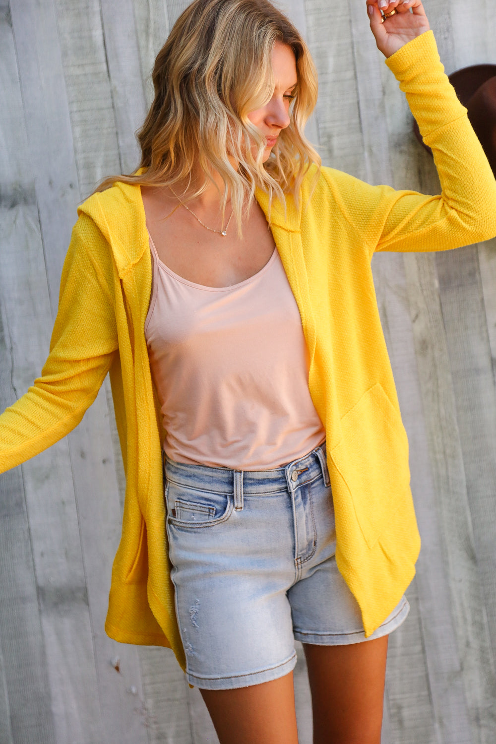 Coastal Breeze Sunflower Long Sleeve Open Hoodie Cardigan-Modish Lily, Tecumseh Michigan