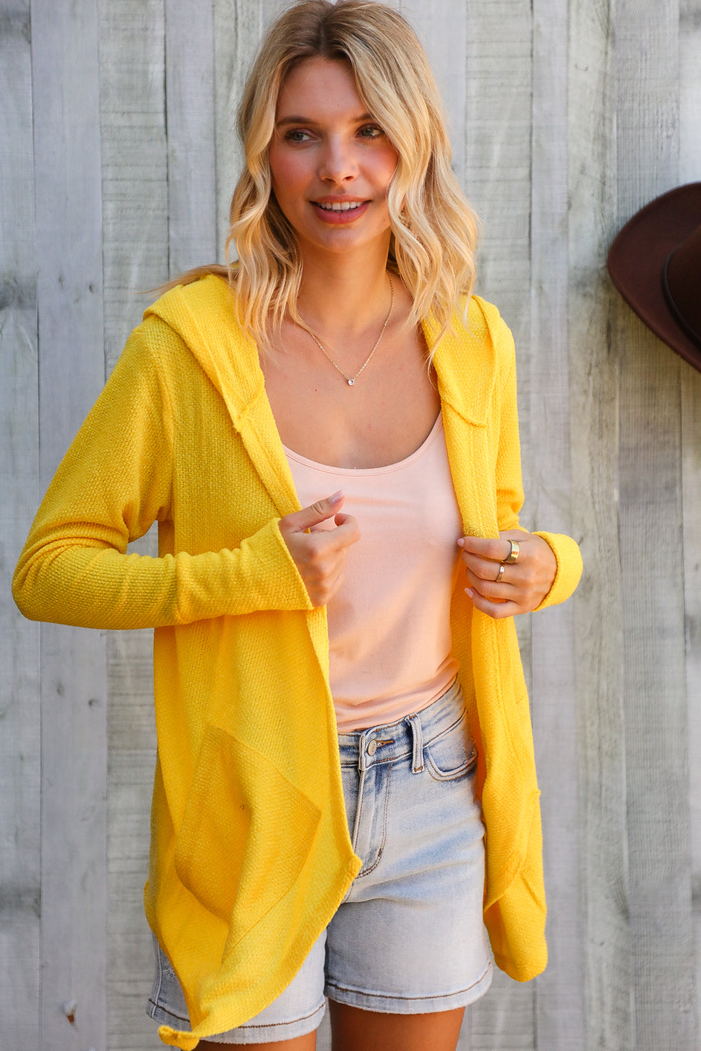 Coastal Breeze Sunflower Long Sleeve Open Hoodie Cardigan-Modish Lily, Tecumseh Michigan