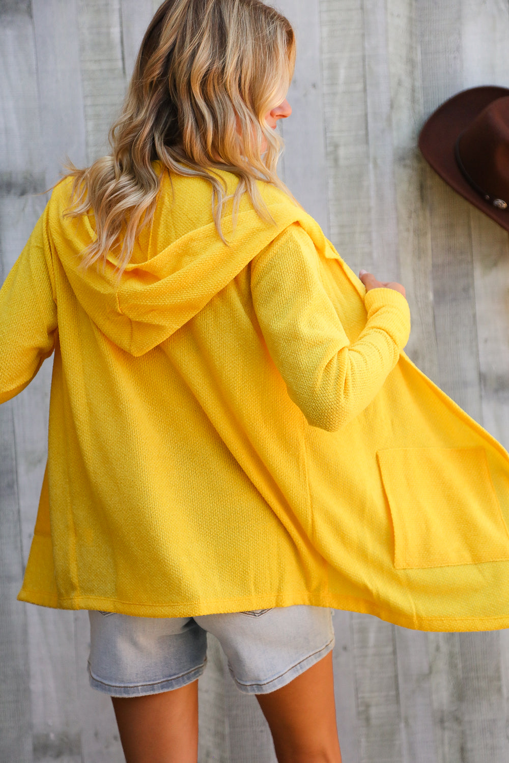 Coastal Breeze Sunflower Long Sleeve Open Hoodie Cardigan-Modish Lily, Tecumseh Michigan