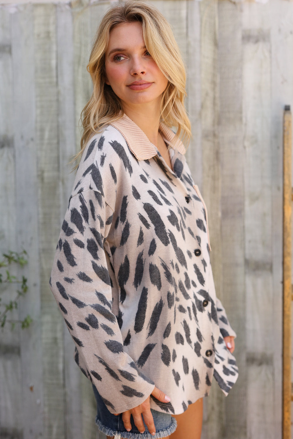 Spot On Button-Up Shacket-Modish Lily, Tecumseh Michigan