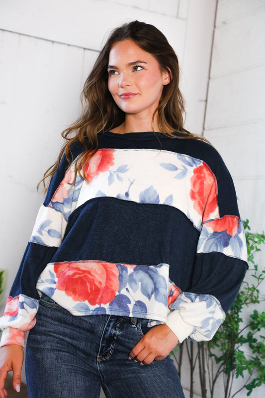 Cottage Roses Colorblock Long Sleeve-Modish Lily, Tecumseh Michigan