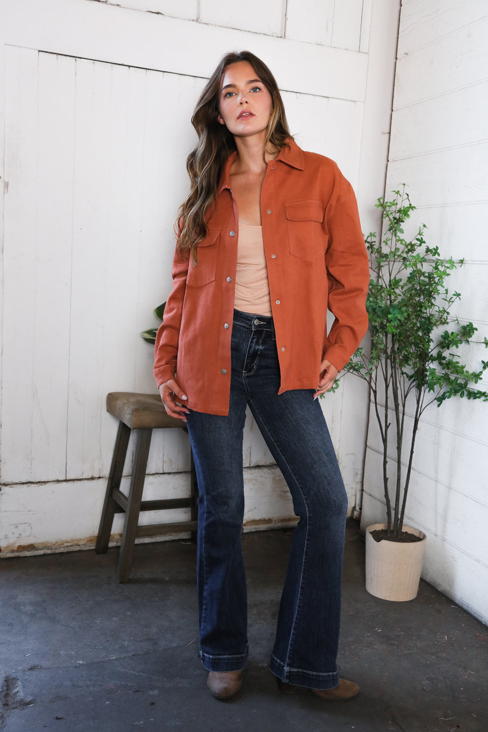Peaceful Threads Burnt Orange Jacket-Modish Lily, Tecumseh Michigan