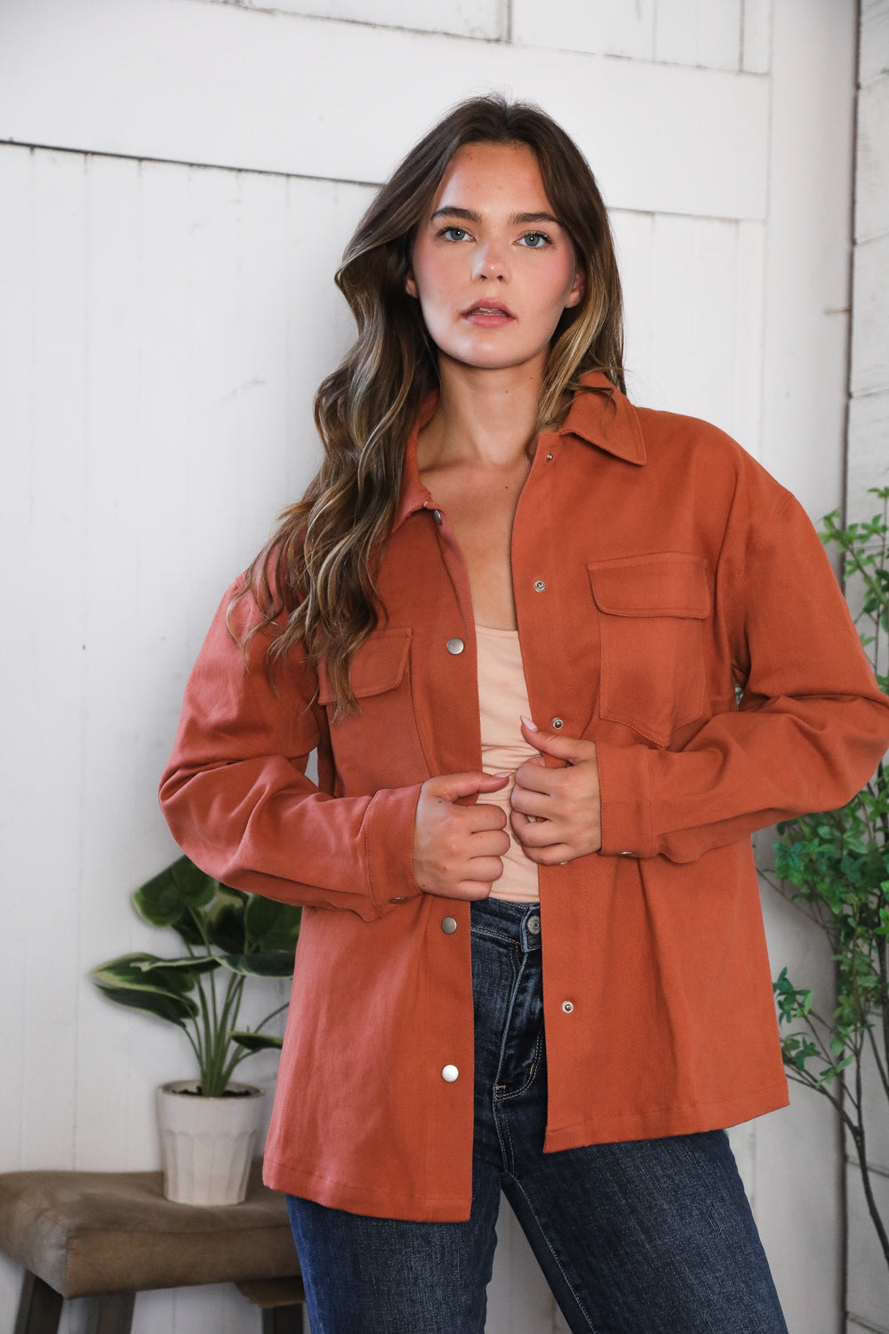 Peaceful Threads Burnt Orange Jacket-Modish Lily, Tecumseh Michigan