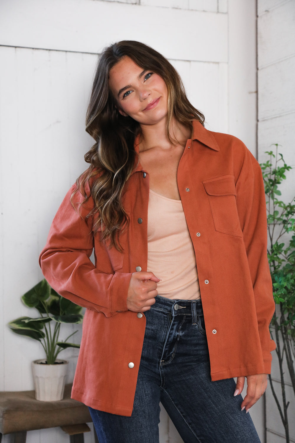 Peaceful Threads Burnt Orange Jacket-Modish Lily, Tecumseh Michigan