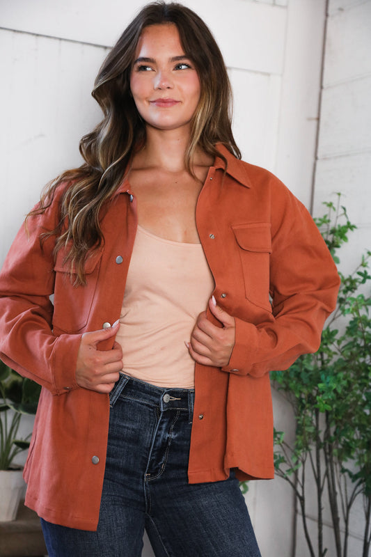 Peaceful Threads Burnt Orange Jacket-Modish Lily, Tecumseh Michigan