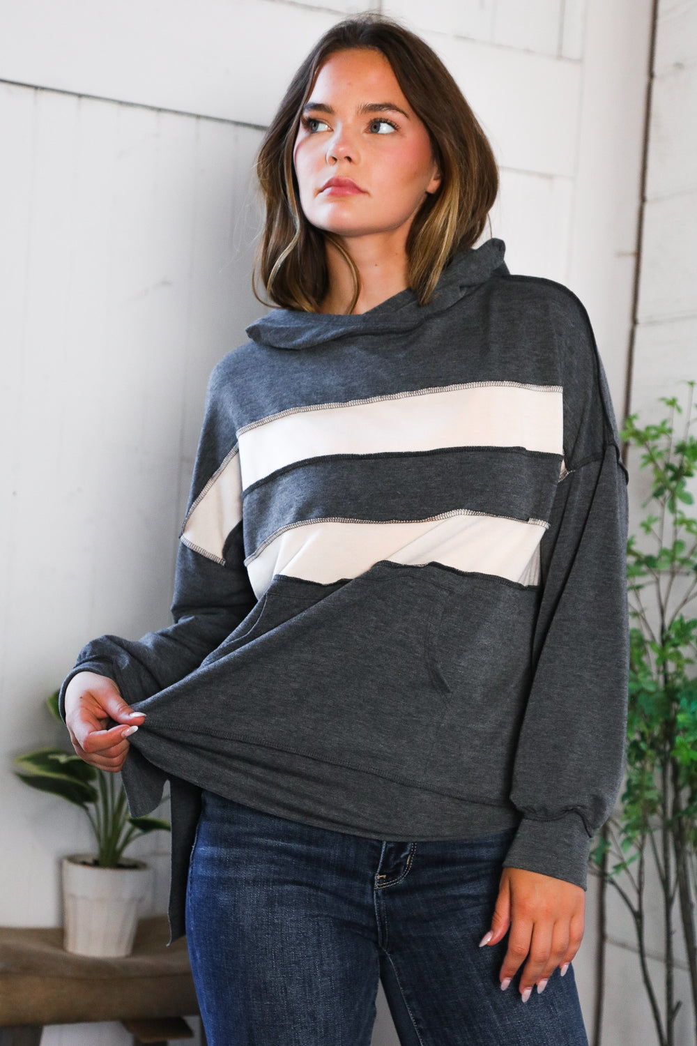 The Weekend Wanderer Kangaroo Pocket Hoodie-Modish Lily, Tecumseh Michigan