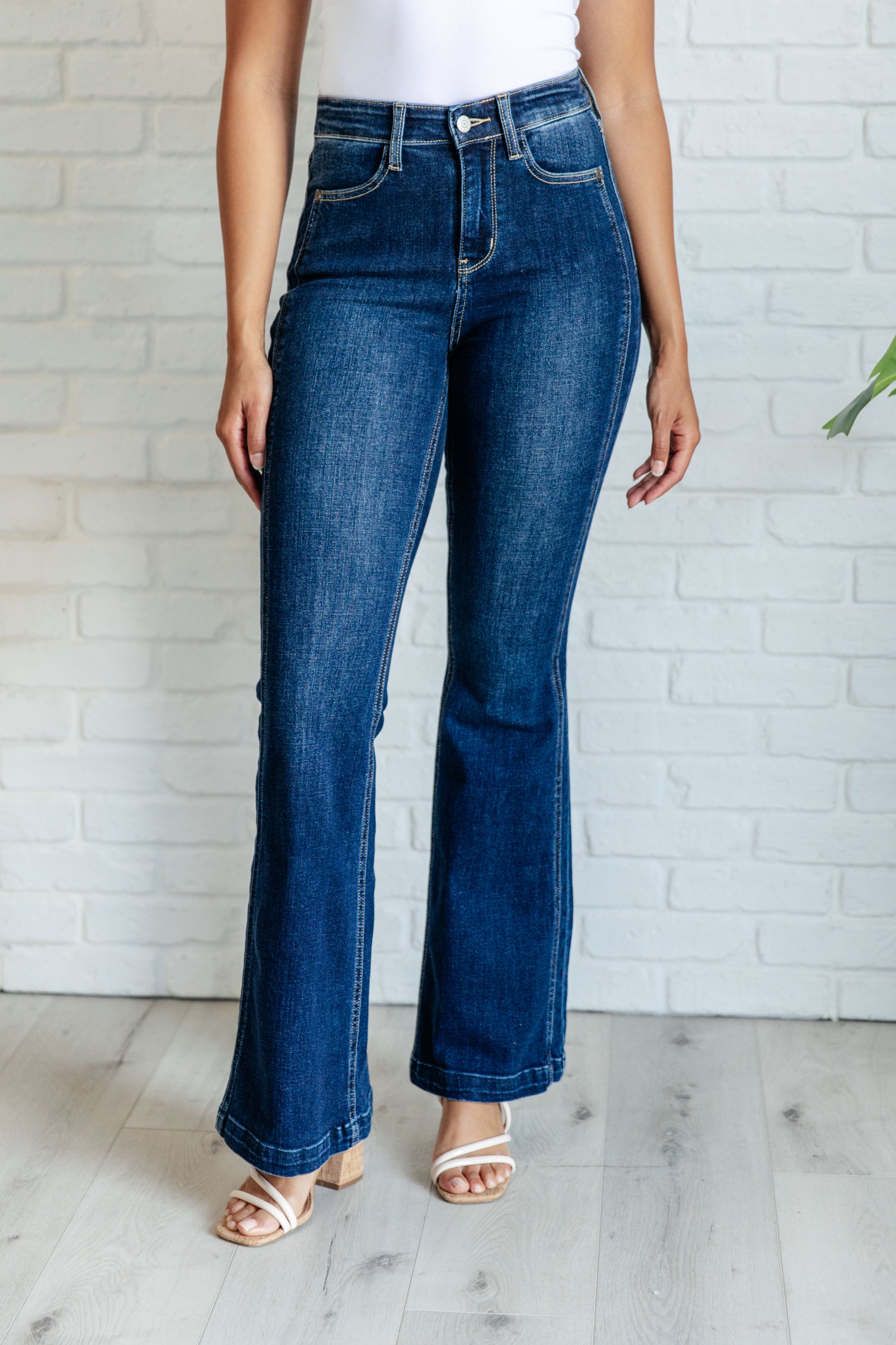 Mavis High Rise Side Seam Detail Flare Jeans-Denim-Modish Lily, Tecumseh Michigan